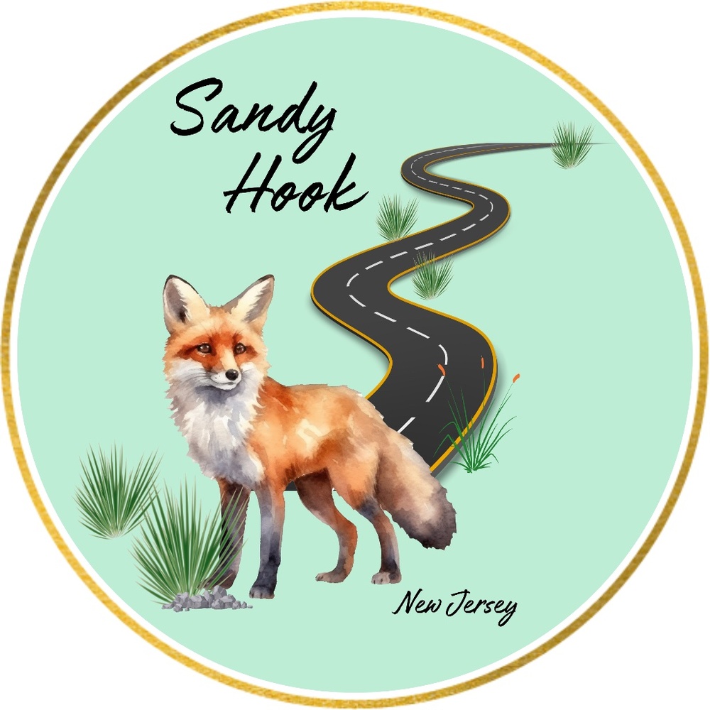 Sandy Hook NJ ~ Fox STICKER ~ 3" ROUND (Any 3 Stickers for $10)